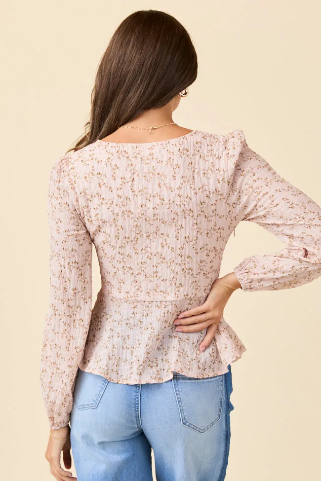 Ella Pink Floral Ruched V-neck Blouse sold by Pink Lily product image thumbnail 4