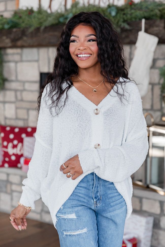 Find Joy Fuzzy Ivory Cardigan FINAL SALE sold by Pink Lily