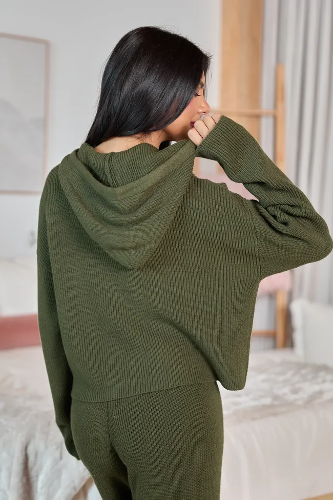 Kitt Olive Hoodie Lounge Sweater FINAL SALE sold by Pink Lily product image thumbnail 4
