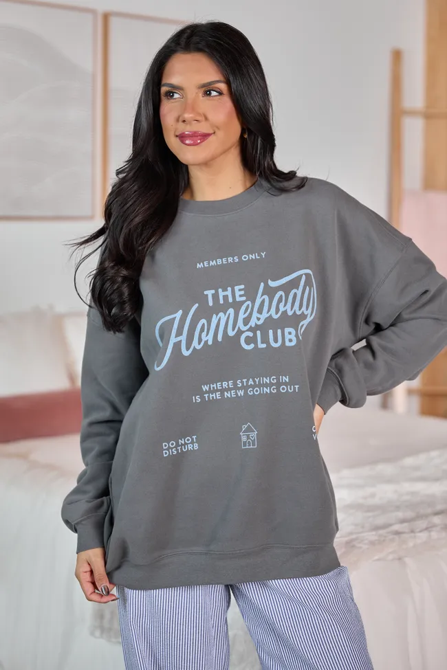 The Homebody Club Dark Grey Graphic Sweatshirt sold by Pink Lily product image thumbnail 4
