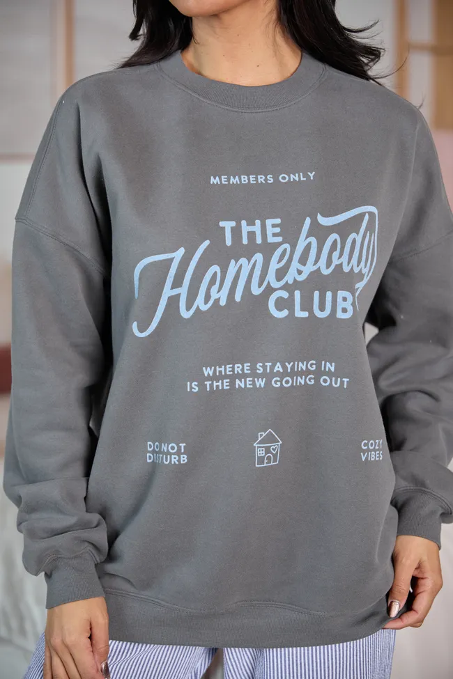 The Homebody Club Dark Grey Graphic Sweatshirt sold by Pink Lily product image thumbnail 2