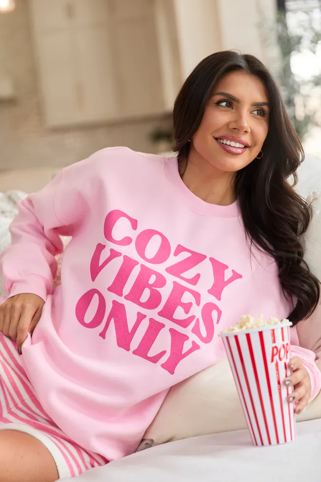 Cozy Vibes Only Light Pink Graphic Sweatshirt sold by Pink Lily product image thumbnail 4