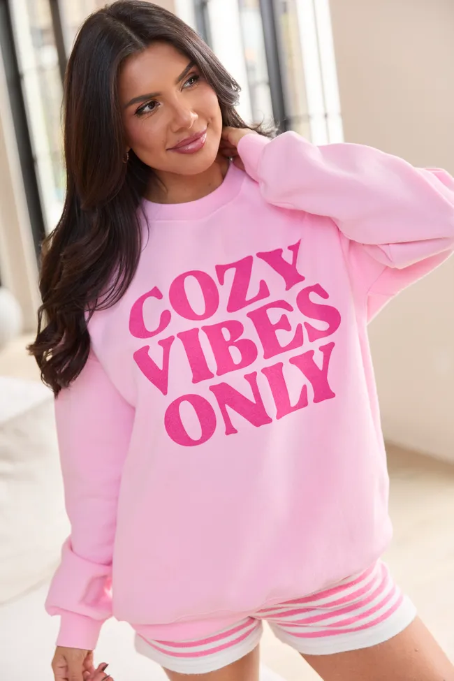 Cozy Vibes Only Light Pink Graphic Sweatshirt sold by Pink Lily product image thumbnail 2