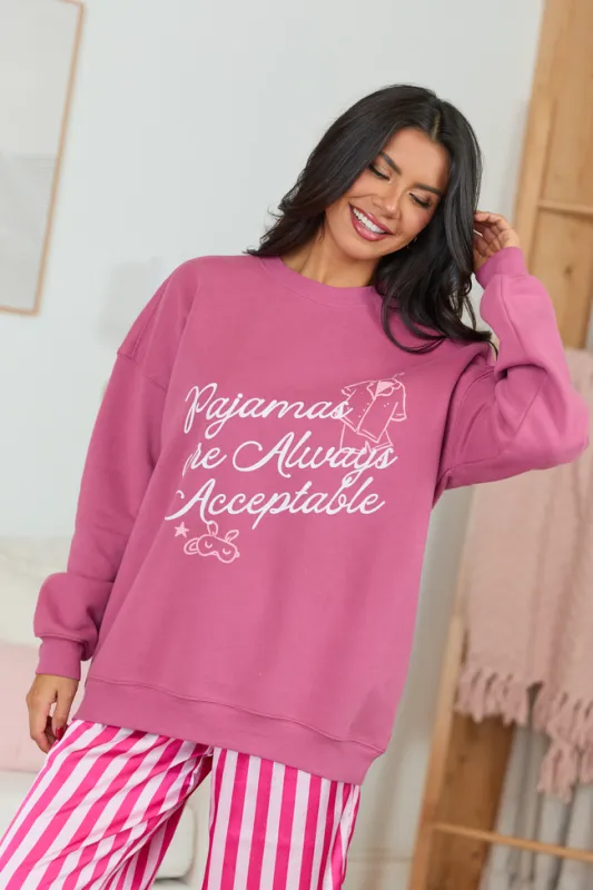 Pajamas Are Always Acceptable Rose Graphic Sweatshirt sold by Pink Lily