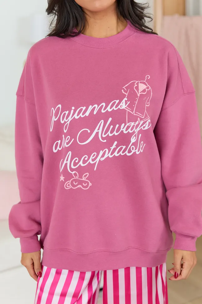 Pajamas Are Always Acceptable Rose Graphic Sweatshirt sold by Pink Lily product image thumbnail 2