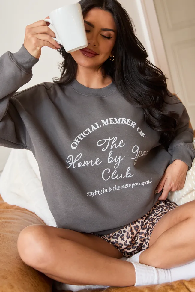 Official Member Of 9PM Club Dark Grey Graphic Sweatshirt sold by Pink Lily product image thumbnail 4