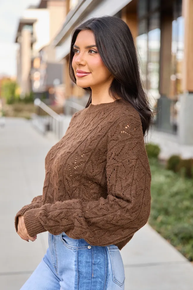 Remy Brown Cropped Cable Sweater sold by Pink Lily product image thumbnail 3