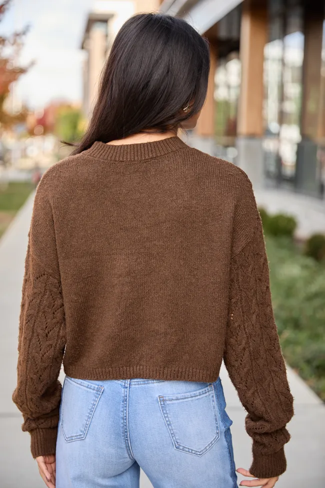 Remy Brown Cropped Cable Sweater sold by Pink Lily product image thumbnail 4