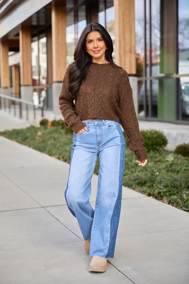 Remy Brown Cropped Cable Sweater sold by Pink Lily product image thumbnail 2