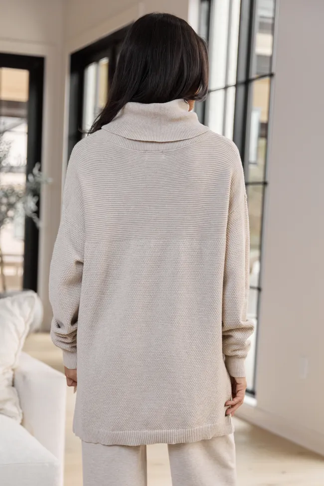 Devon Oatmeal Oversized Turtleneck Lounge Sweater sold by Pink Lily product image thumbnail 4
