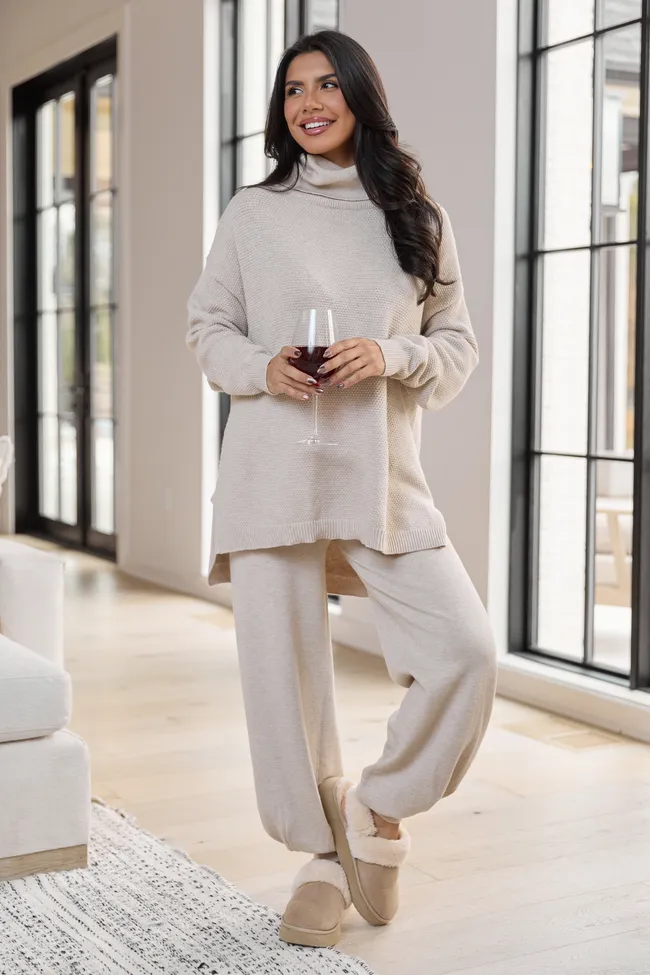 Devon Oatmeal Oversized Turtleneck Lounge Sweater sold by Pink Lily product image thumbnail 2