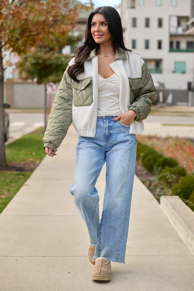 Maeve Sage Zip Front Sherpa Jacket SALE sold by Pink Lily product image thumbnail 2