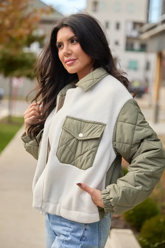 Maeve Sage Zip Front Sherpa Jacket SALE sold by Pink Lily product image thumbnail 4