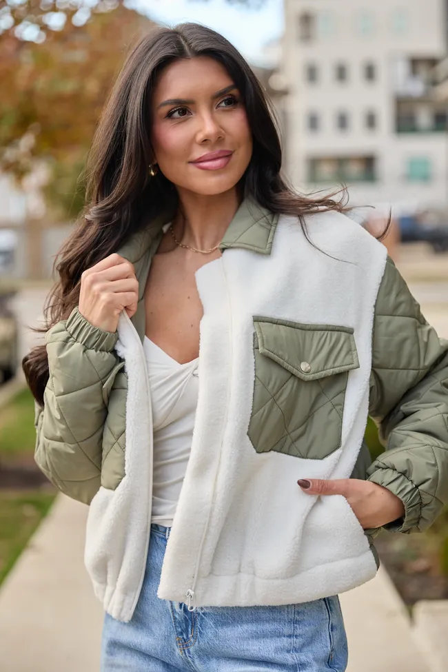 Maeve Sage Zip Front Sherpa Jacket SALE sold by Pink Lily product image thumbnail 3