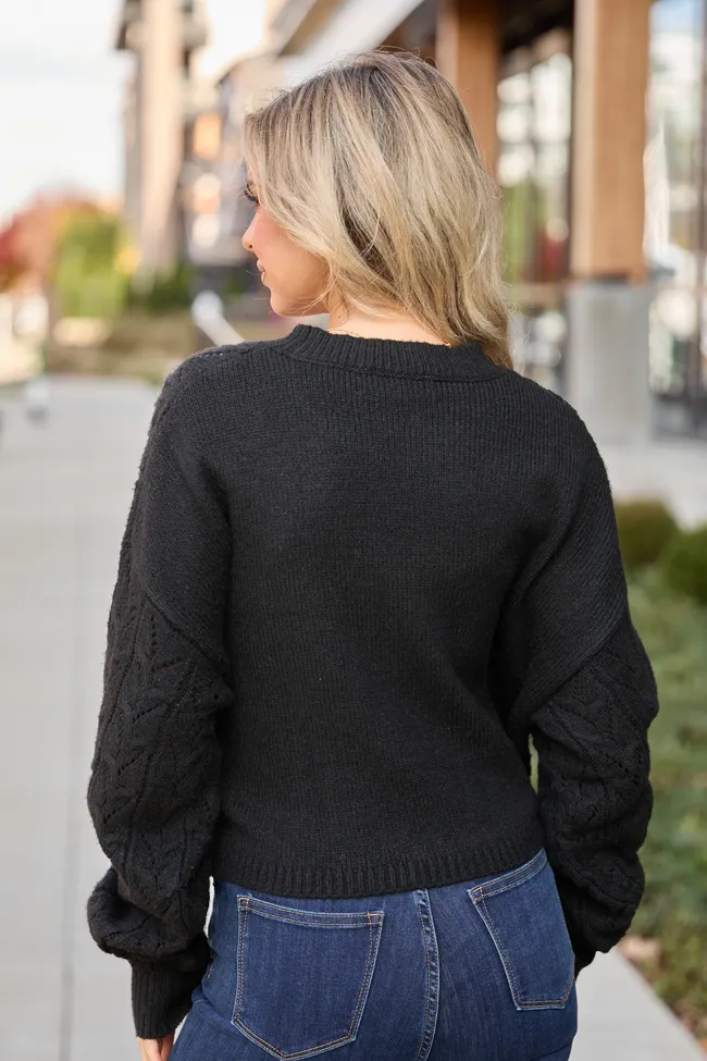 Remy Black Cropped Cable Sweater sold by Pink Lily product image thumbnail 4