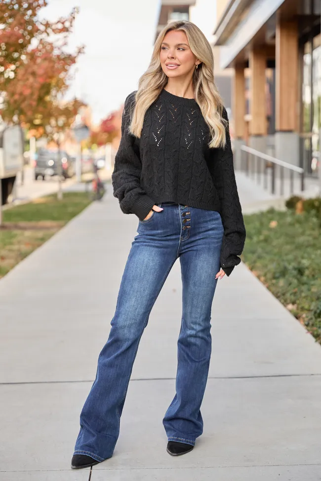 Remy Black Cropped Cable Sweater sold by Pink Lily product image thumbnail 2