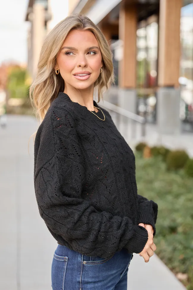 Remy Black Cropped Cable Sweater sold by Pink Lily product image thumbnail 3