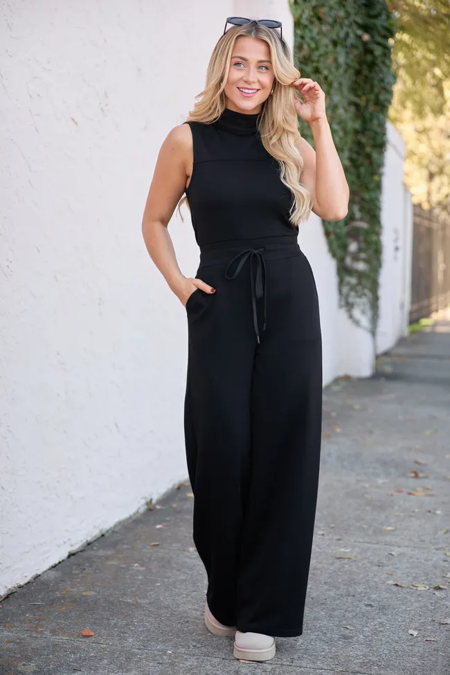 Mira Black Mock Neck Jumpsuit FINAL SALE sold by Pink Lily