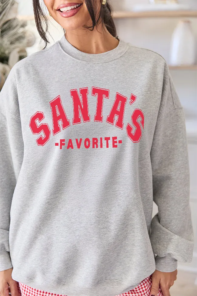 Santa's Favorite Light Grey Graphic Sweatshirt sold by Pink Lily product image thumbnail 2