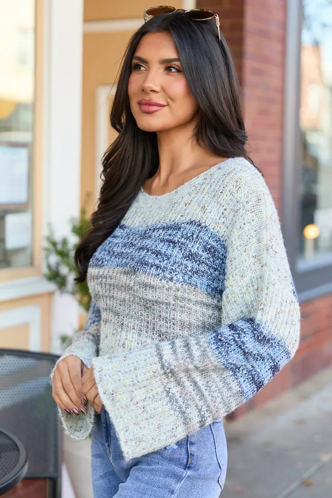 Ellis Tan And Blue Cropped Sweater sold by Pink Lily product image thumbnail 3