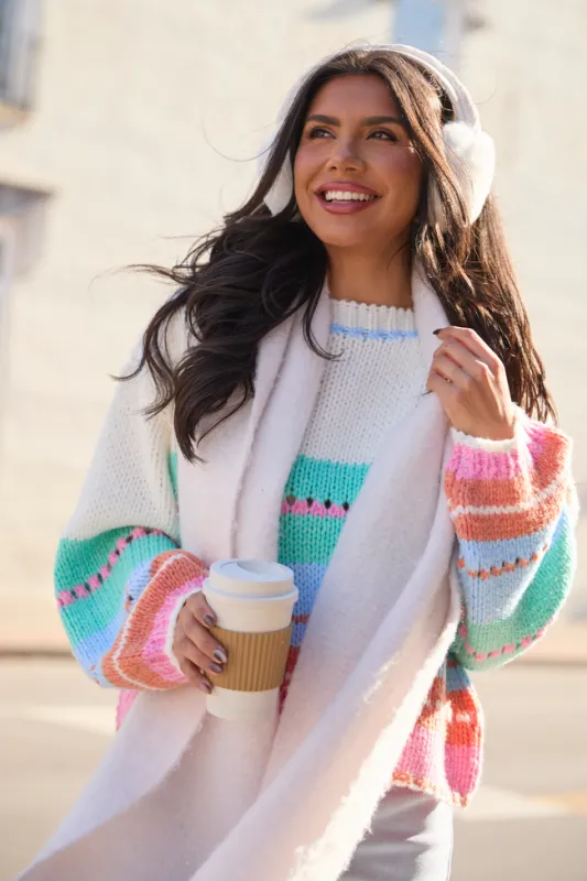 Macy Multi Color Block Crewneck Sweater sold by Pink Lily