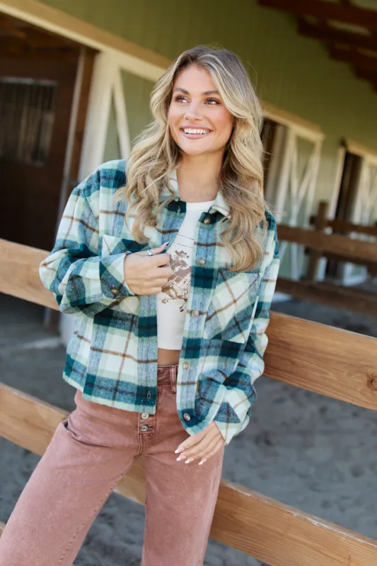 Kai Green Plaid Oversized Shacket FINAL SALE sold by Pink Lily