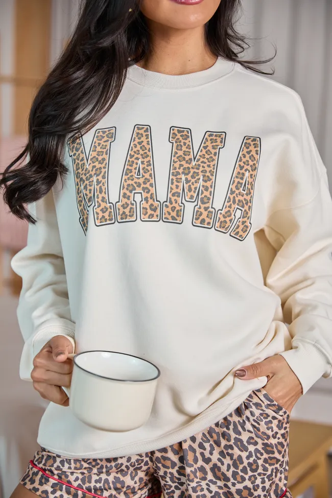 Mama Block Leopard Cream Graphic Sweatshirt sold by Pink Lily product image thumbnail 2