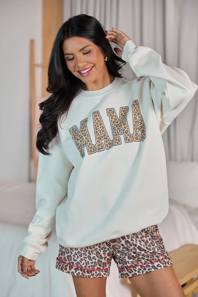 Mama Block Leopard Cream Graphic Sweatshirt sold by Pink Lily