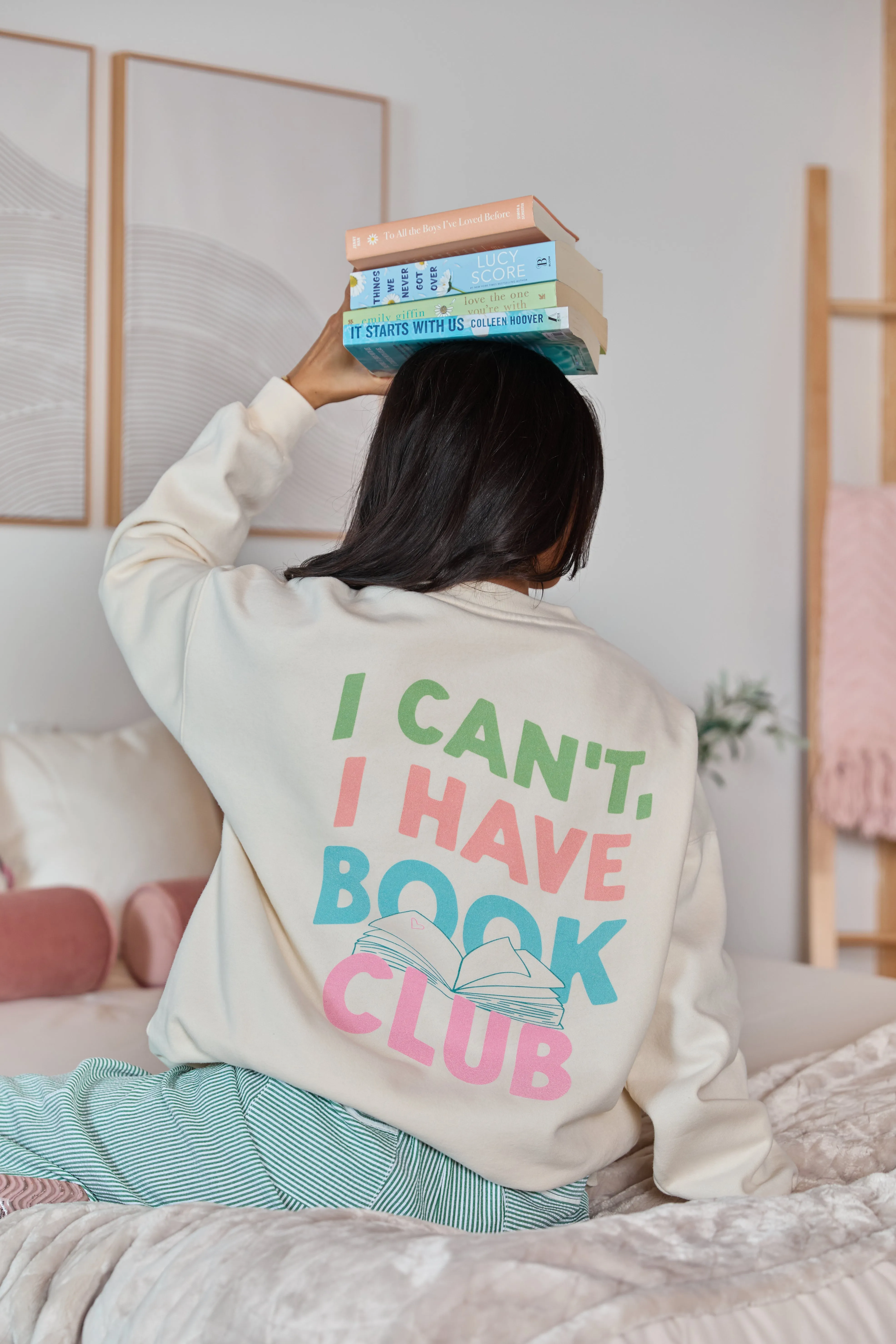 Book Club Cream Graphic Sweatshirt sold by Pink Lily