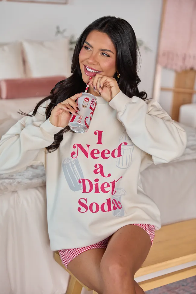I Need A Diet Soda Cream Graphic Sweatshirt sold by Pink Lily product image thumbnail 4