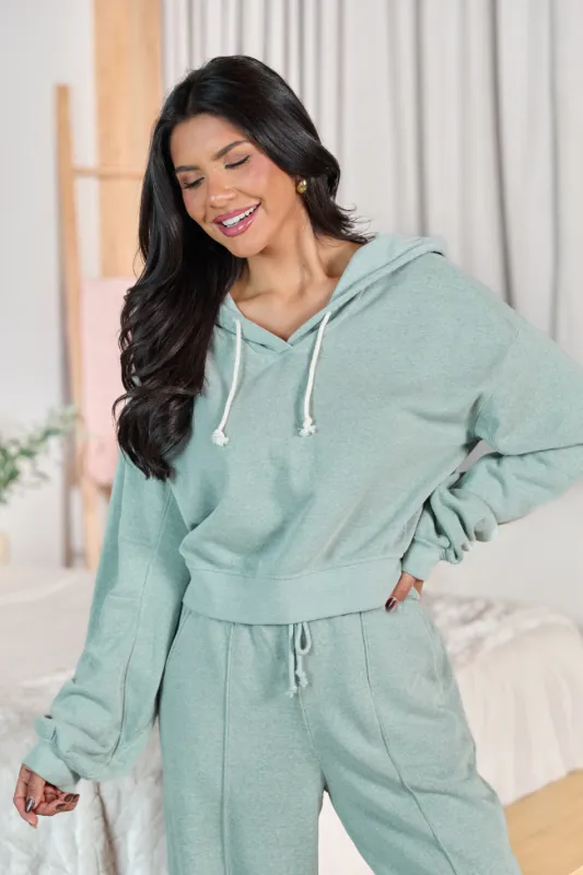 Cori Sage Crop Hoodie FINAL SALE sold by Pink Lily