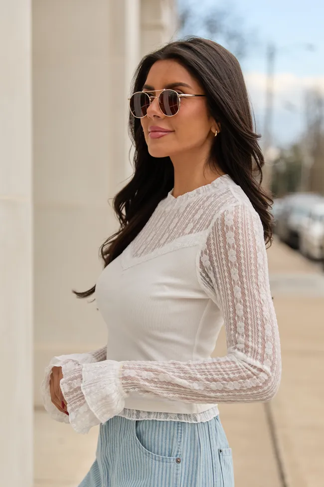 Madison Ivory Lace Mockneck Top FINAL SALE sold by Pink Lily product image thumbnail 3