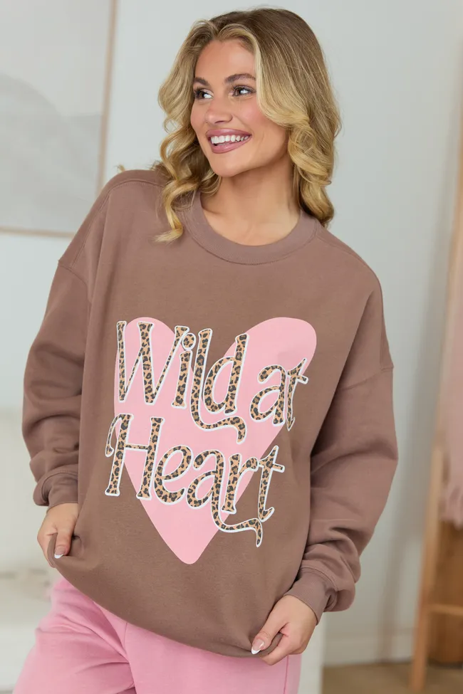 Wild At Heart Leopard Mocha Graphic Sweatshirt SALE sold by Pink Lily