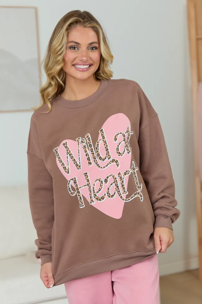 Wild At Heart Leopard Mocha Graphic Sweatshirt SALE sold by Pink Lily product image thumbnail 3