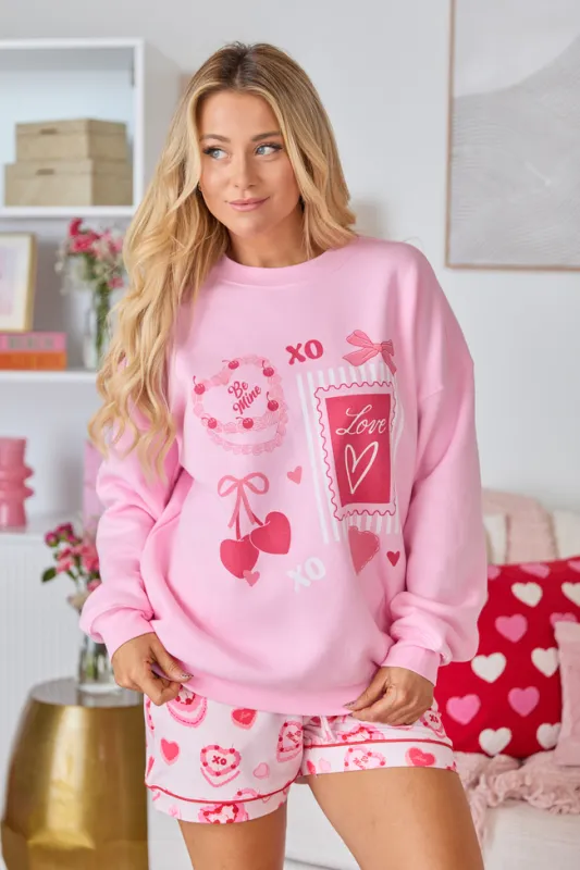 Love Icons Light Pink Graphic Sweatshirt sold by Pink Lily