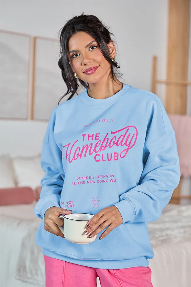 Homebody Club Light Blue Graphic Sweatshirt sold by Pink Lily