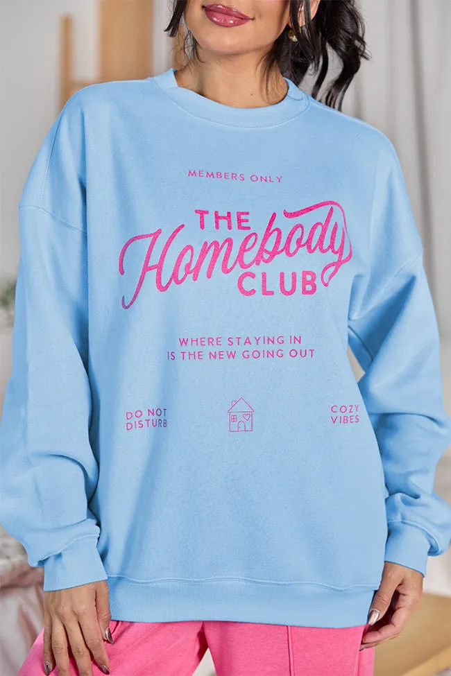 Homebody Club Light Blue Graphic Sweatshirt sold by Pink Lily product image thumbnail 2