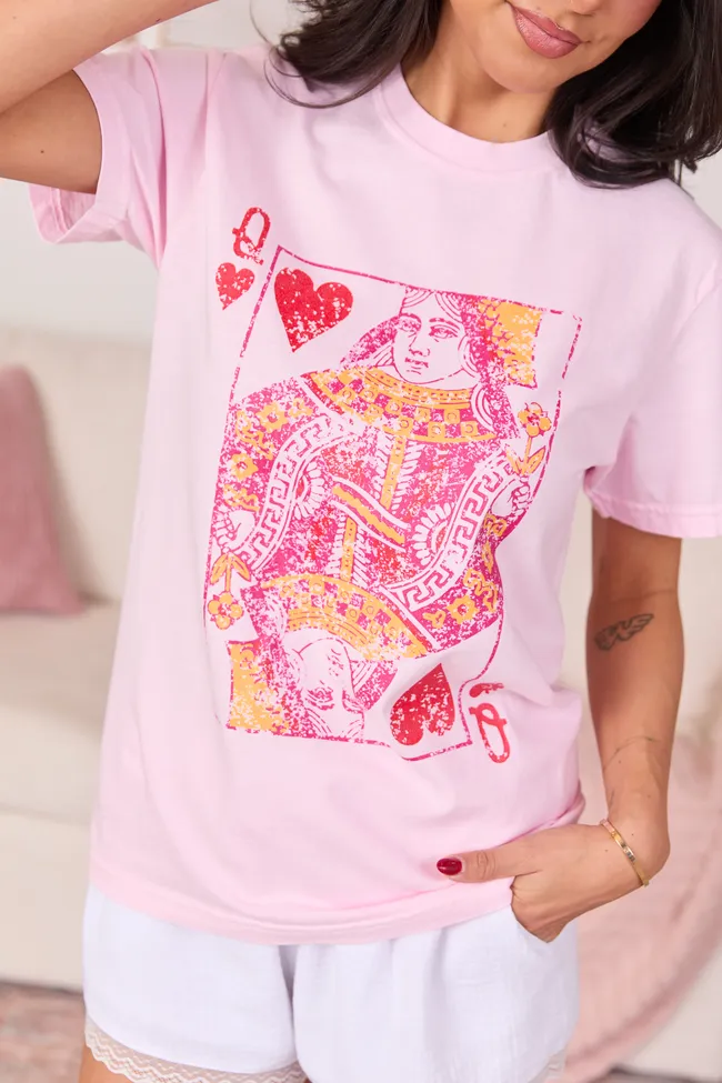 Queen of Hearts Light Pink Comfort Colors Graphic Tee sold by Pink Lily product image thumbnail 2