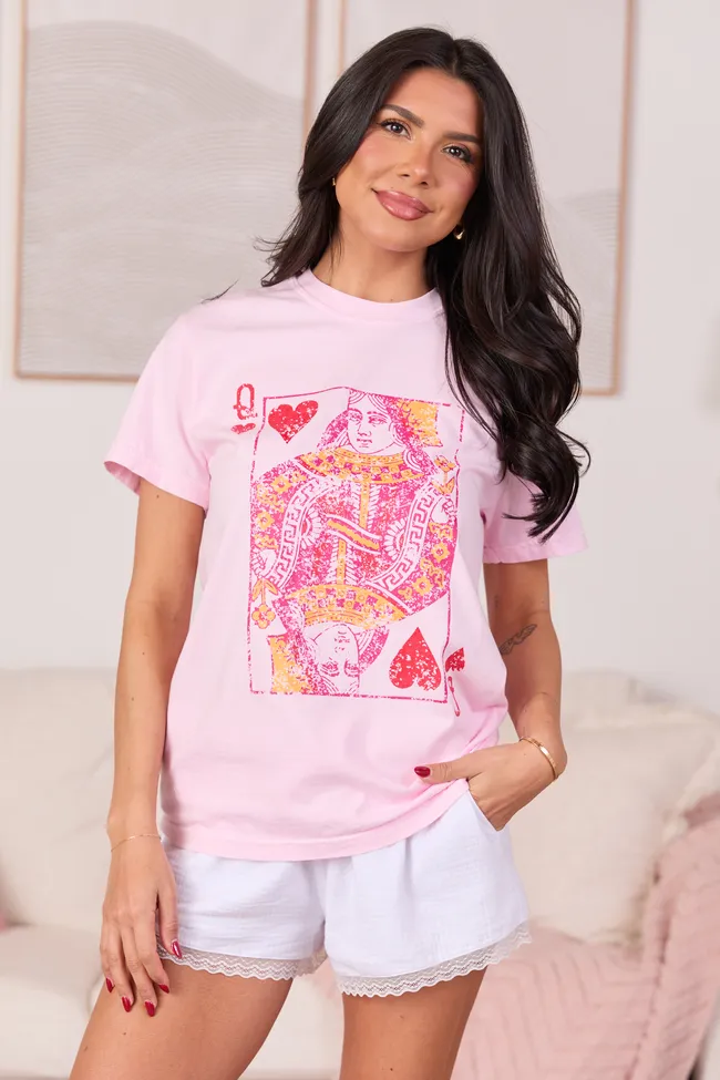 Queen of Hearts Light Pink Comfort Colors Graphic Tee sold by Pink Lily product image thumbnail 4