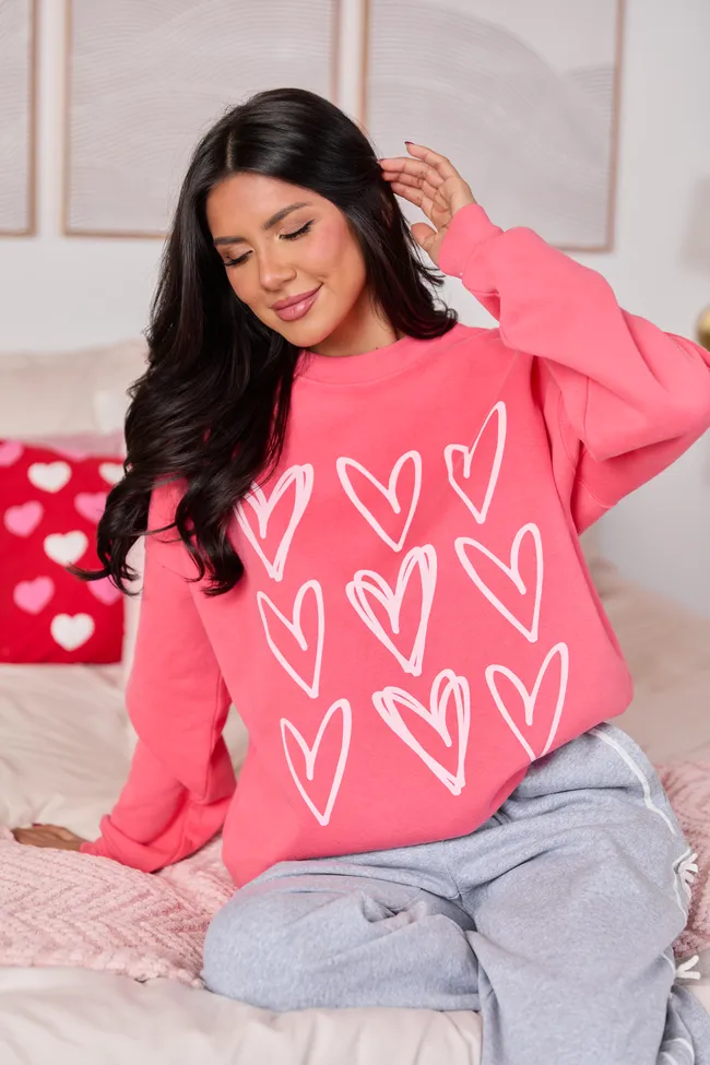 Sketched Hearts Light Red Graphic Sweatshirt SALE sold by Pink Lily product image thumbnail 2