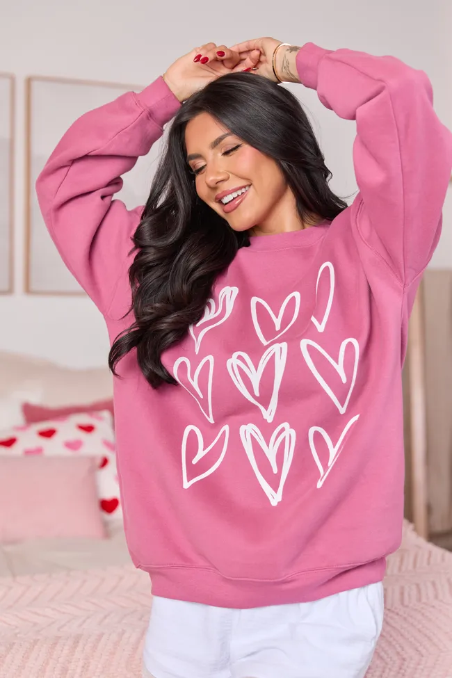 Sketched Hearts Rose Graphic Sweatshirt sold by Pink Lily product image thumbnail 2