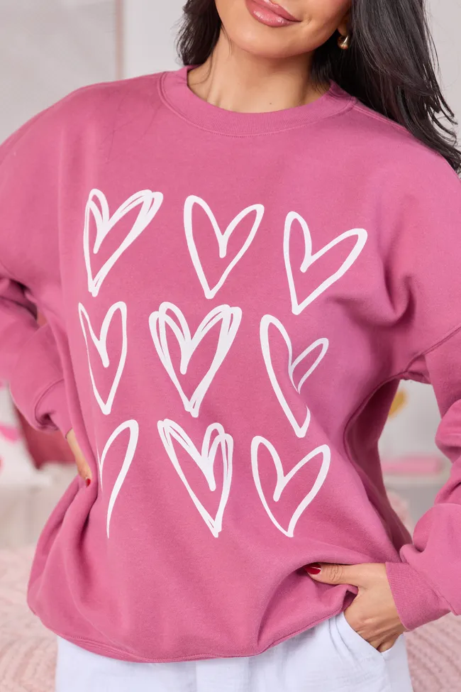 Sketched Hearts Rose Graphic Sweatshirt sold by Pink Lily product image thumbnail 3
