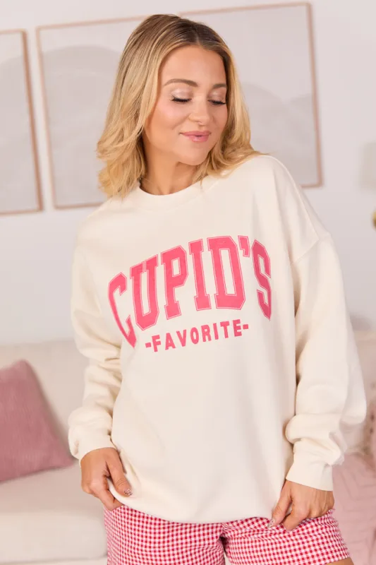 Cupid's Favorite Cream Graphic Sweatshirt SALE made by Pink Lily