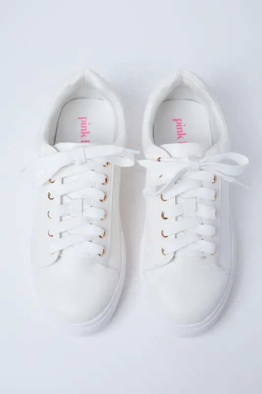 Falon White Sneakers sold by Pink Lily