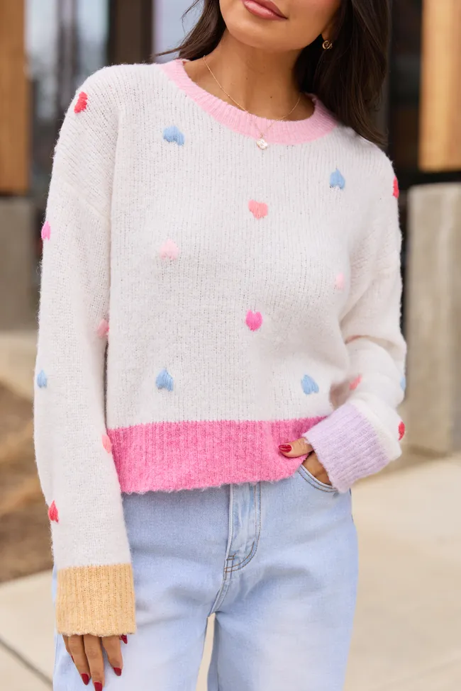 All the Hearts Ivory Crewneck Sweater FINAL SALE sold by Pink Lily product image thumbnail 5