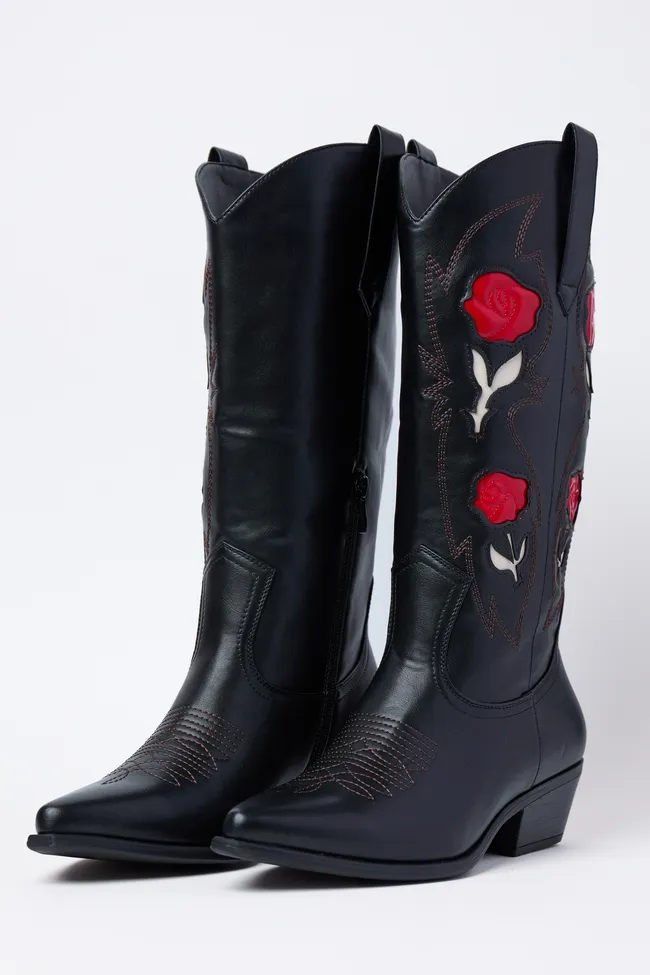 Willa Rose Black Cowboy Boots FINAL SALE sold by Pink Lily