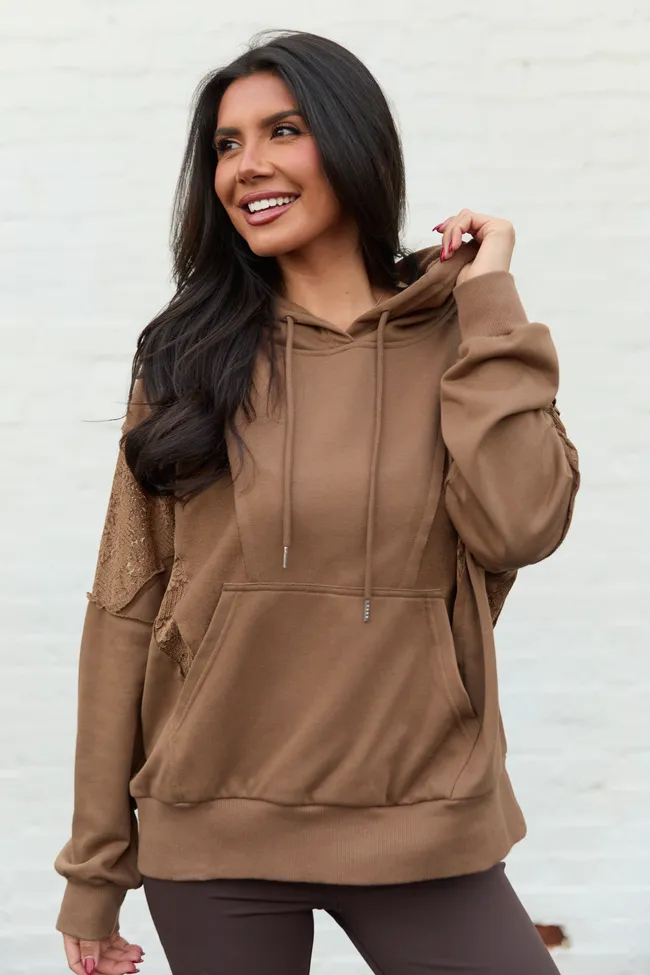 Emerson Brown Lace Patchwork Hoodie FINAL SALE sold by Pink Lily product image thumbnail 3