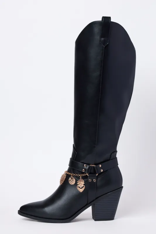 Cattle Black Charm Cowboy Boots made by Pink Lily