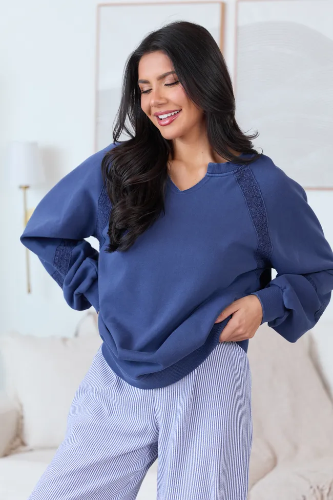 Sawyer Blue Lace V-neck Top sold by Pink Lily product image thumbnail 3