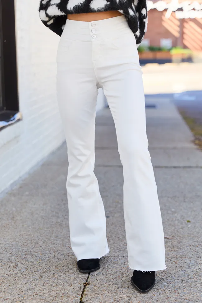 Esther White Flare Leg Jeans sold by Pink Lily